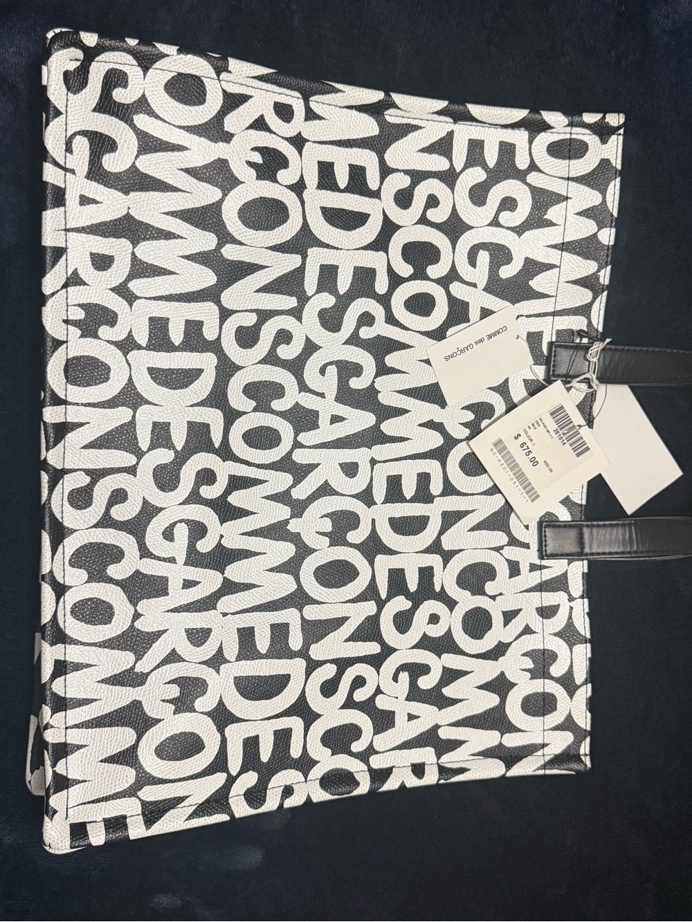 Comme des Garcons Black and White Logo Repeat Tote